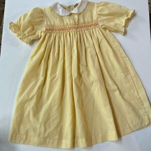 The Smockery Vintage Girls Smocked Yellow Short Sleeve Dress Size 6X
